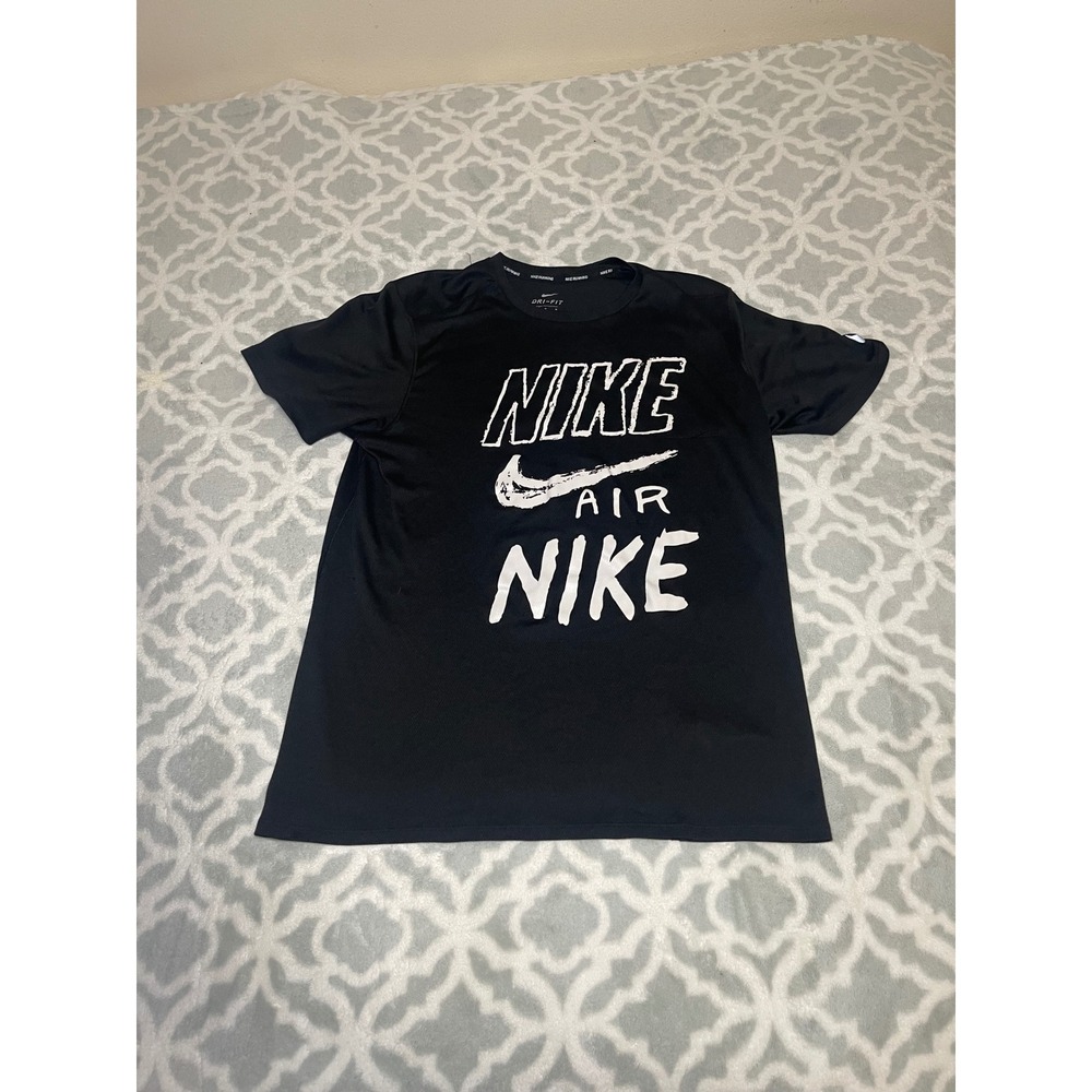Nike Running Dri-FIT Mens Black Graphic T-Shirt Short Sleeve Activewear Size M